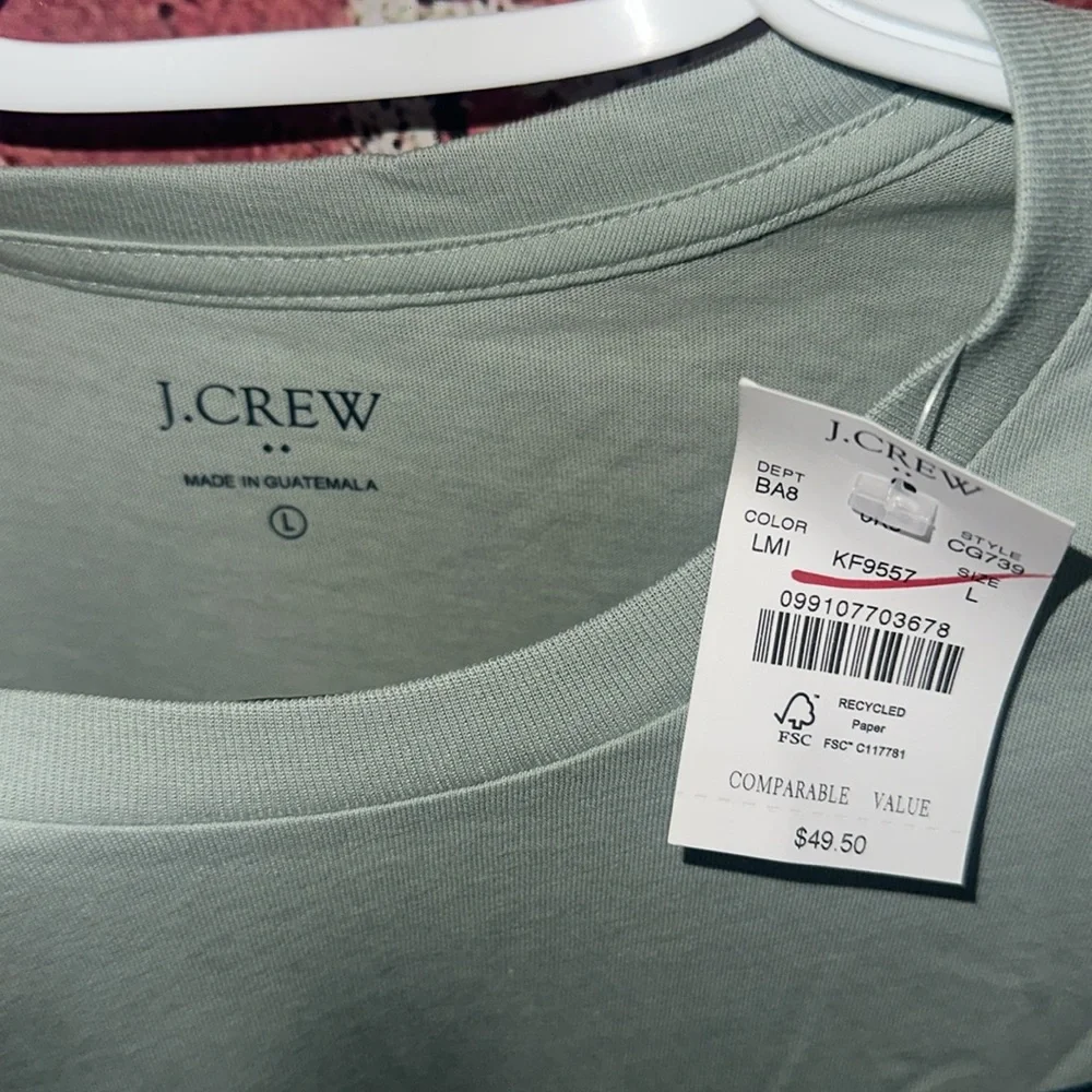 J. Crew Green Short Sleeve Tee Classic Crew size large new with tags